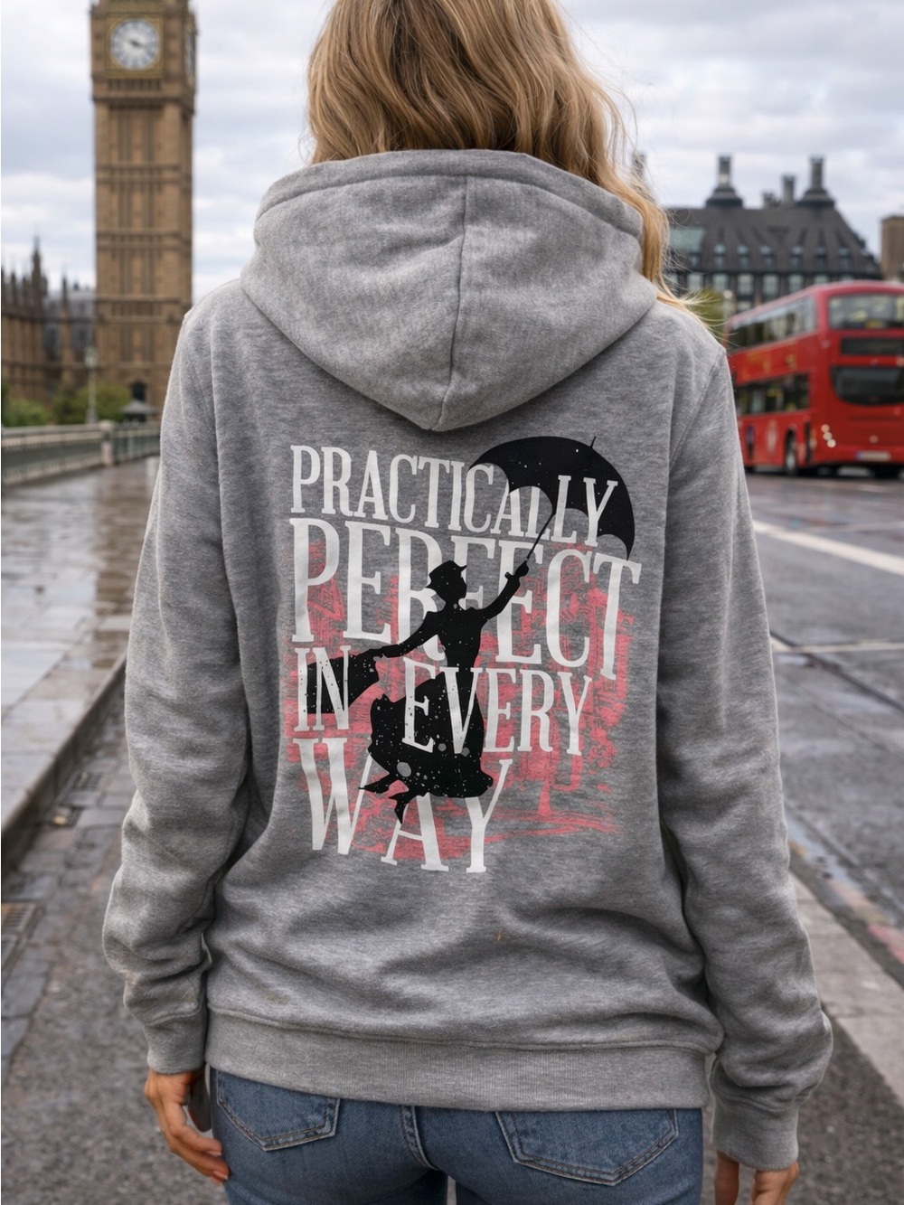 Disney Parks Epcot Showcase Gray  Hoodie Mary Poppins Practically Perfect